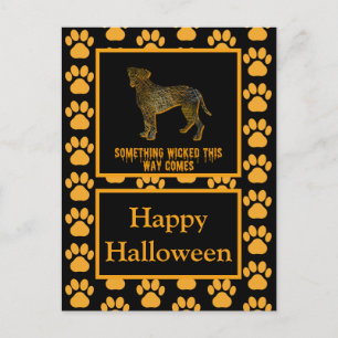 Boxer Hund Silhouette Happy halloween Orange Vykort