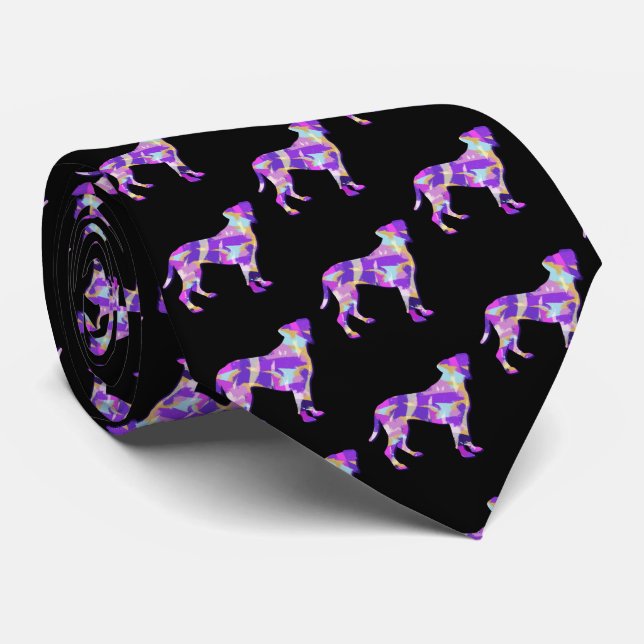 Boxer Hund Silhouette Lila Färg Black Nacke Slips (Rullad)