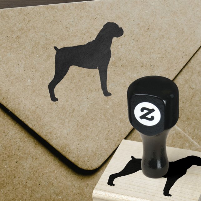 Boxer Hund Silhouette med Natural Öron Stämpel (Skapare uppladdad)