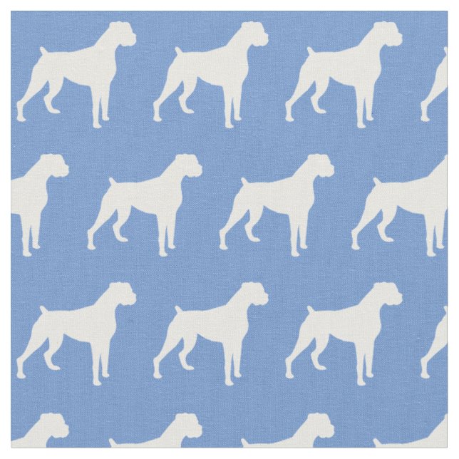 Boxer Hund Silhouette Pet Light Blue Tyg (Närbild)