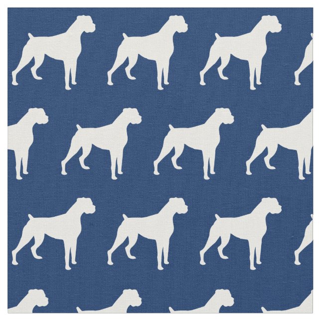 Boxer Hund Silhouette Pet Navy Blue Tyg (Närbild)