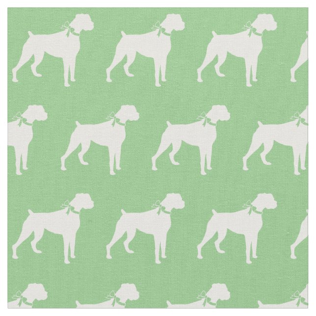 Boxer Hund Silhouette Pet Sage Grönt Tyg (Närbild)