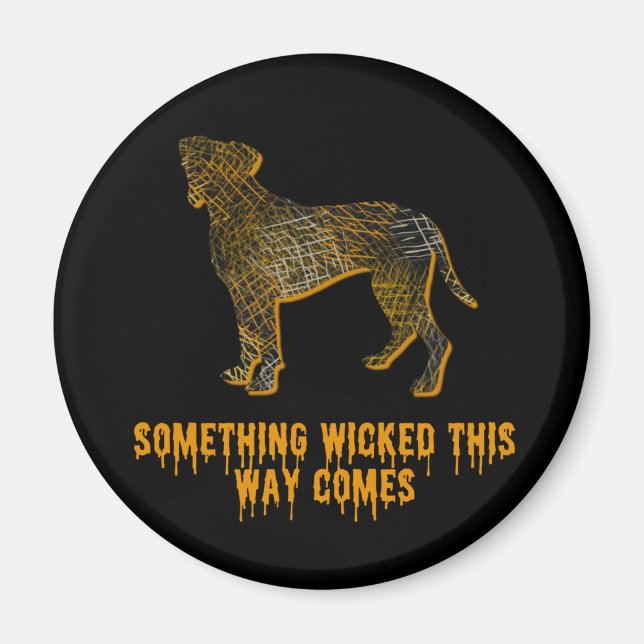 Boxer Hund Silhouette Roligt Halloween Magnet (Framsidan)
