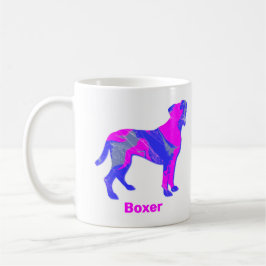 Boxer Hund Silhouette Shock rosa & Blue Design Whi Kaffemugg
