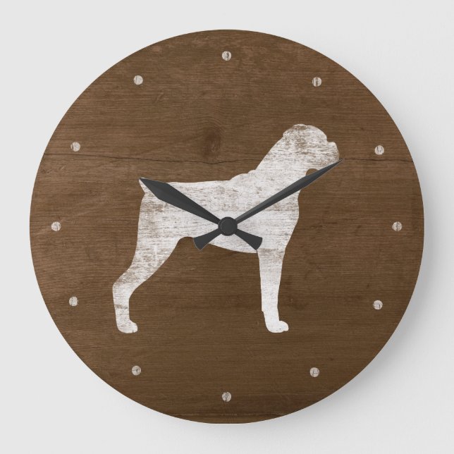 Boxer Hund Silhouette Stor Klocka (Framsida)
