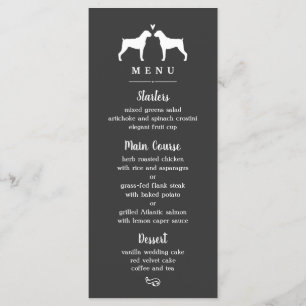 Boxer Hund Silhouettes Bröllop Dinner Menu Meny