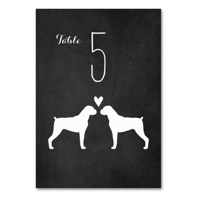 Boxer Hund Silhouettes Wedding Reception Bordsnummer (Framsidan)