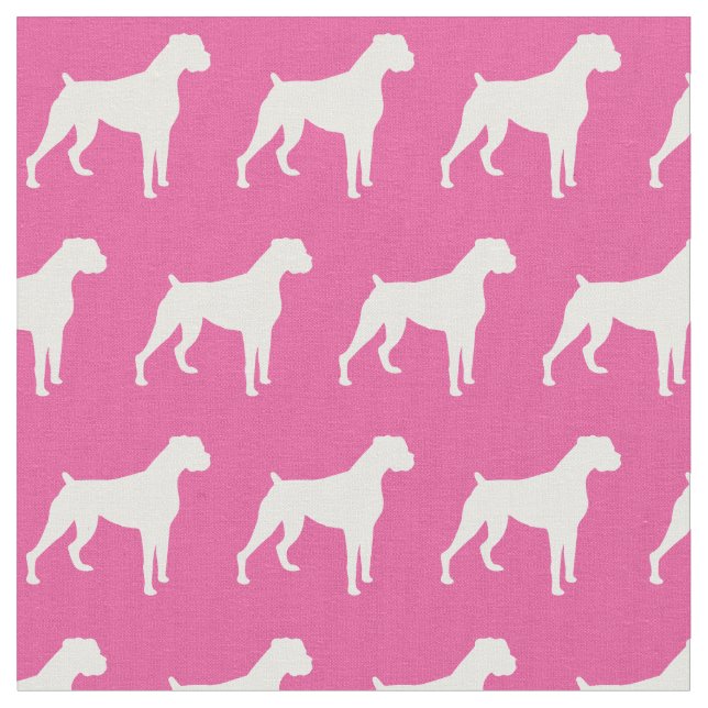 Boxer Hund Silhuett Husdjur Rosa Tyg (Närbild)