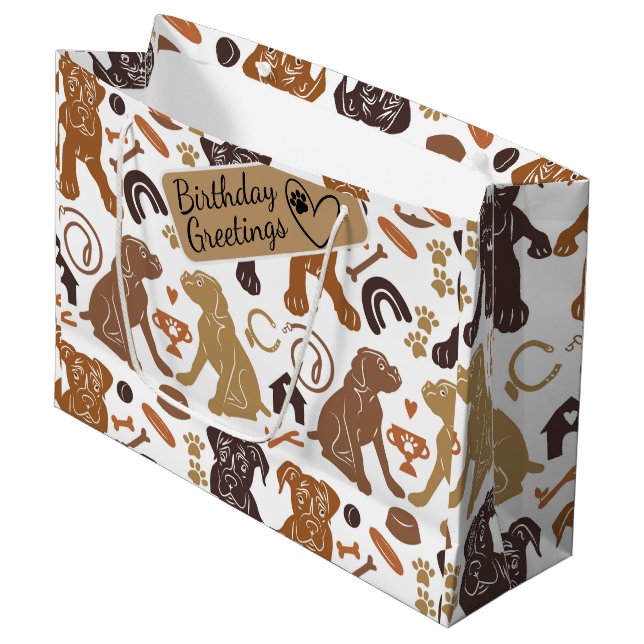 Boxer hund silhuette sömlös mönster (Framsidan Vinklad)