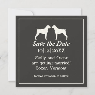 Boxer Hund Silhuetter Bröllop Save the Date Spara Datumet