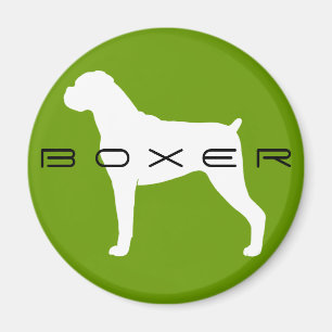 Boxer Hund Siluett med Naturliga Öron Magnet