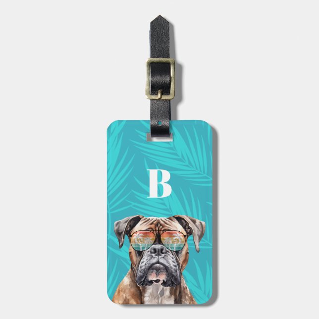 Boxer Hund - språngtaggar Bagagebricka (Vertikal Framsida)