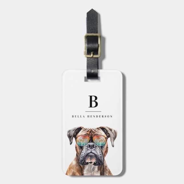 Boxer Hund - språngtaggar Bagagebricka (Vertikal Framsida)