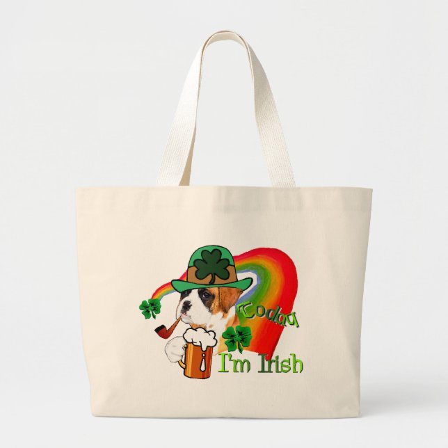 Boxer Hund St patrick's day Jumbo Tygkasse (Framsidan)