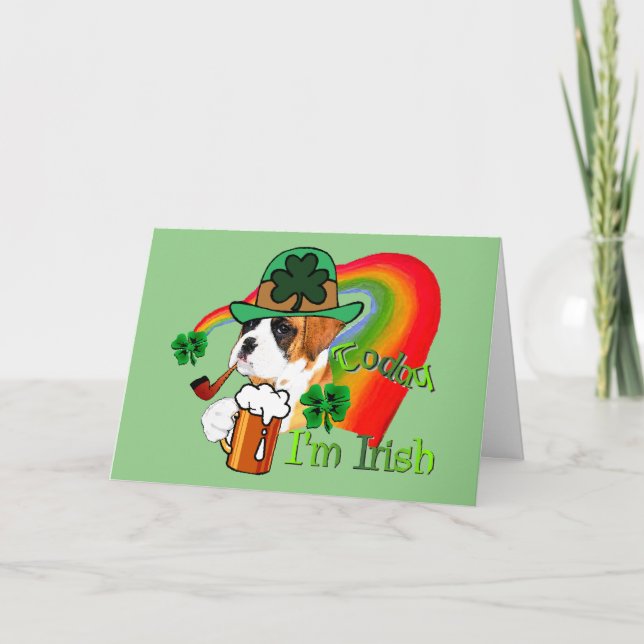 Boxer Hund St patrick's day Kort (Framsida)
