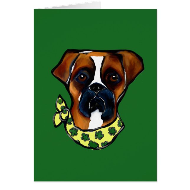 Boxer Hund St. Patty Hälsningskort (Framsidan)