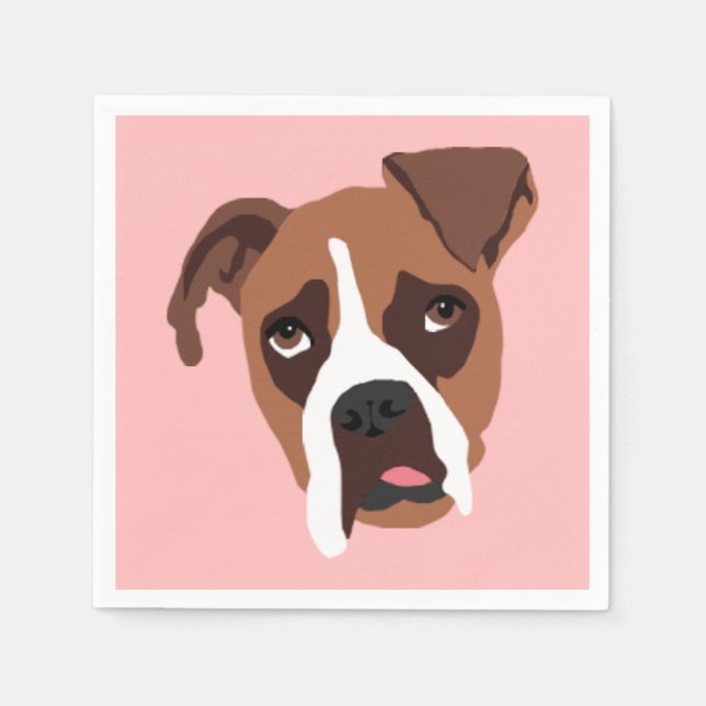 Boxer Hund Standard Cocktail Napkins Pappersservett (Framsidan)