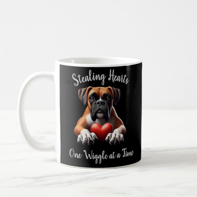 Boxer Hund Stealing Hjärtar en vinkling åt gången Kaffemugg (Vänster)