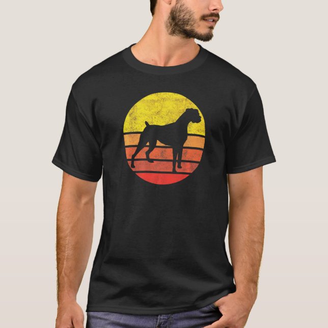 Boxer Hund Sunset Trendig Animal Silhouette T Shirt (Framsida)