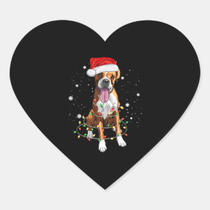 Boxer Hund Träd jul Ljus Julafton Pajama Hjärtformat Klistermärke