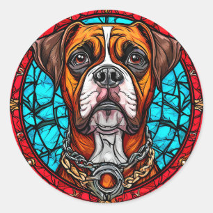 Boxer Hund Trogen Hund Älskare Present, Konstnärli Runt Klistermärke