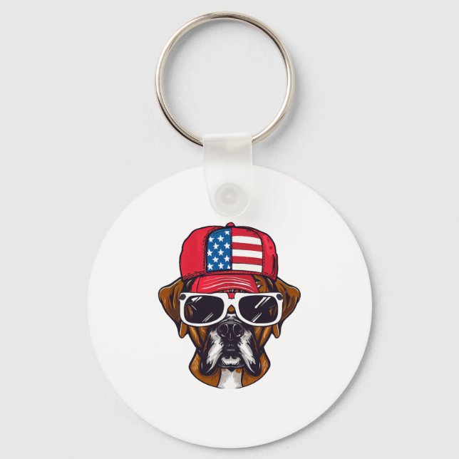 Boxer Hund USA Nyckelring (Framsida)
