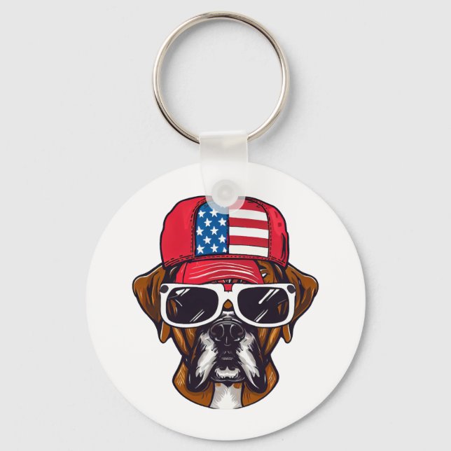 Boxer Hund USA Nyckelring (Framsida)