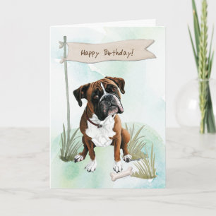 Boxer-Hund utomhus under födelsedagstecken Kort