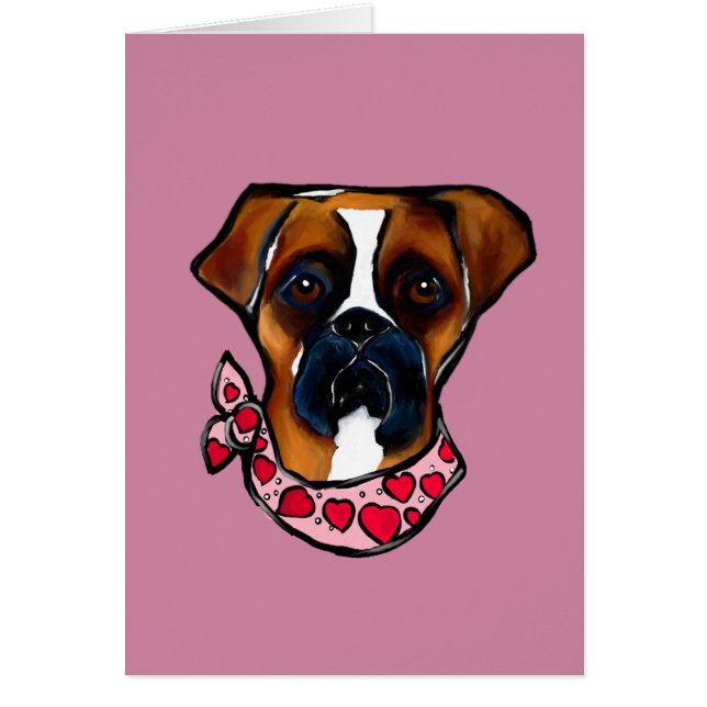 Boxer Hund Valentine Hälsningskort (Framsidan)