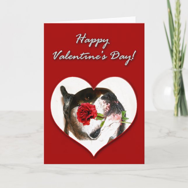 Boxer hund Valentines day-kort Helgkort (Framsida)