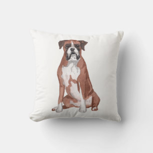 Boxer Hund Vattenfärg Konst Målning Kudde