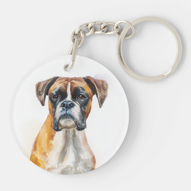 Boxer Hund Vattenfärgskonst (Baksidan)