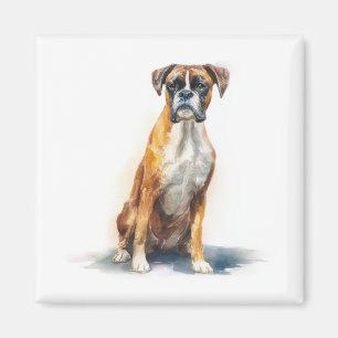 Boxer Hund Vattenfärgskonst Magnet
