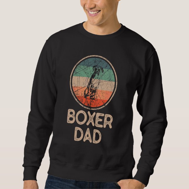Boxer Hund Vintage Boxer Pappa Lång Ärmad Tröja (Framsida)