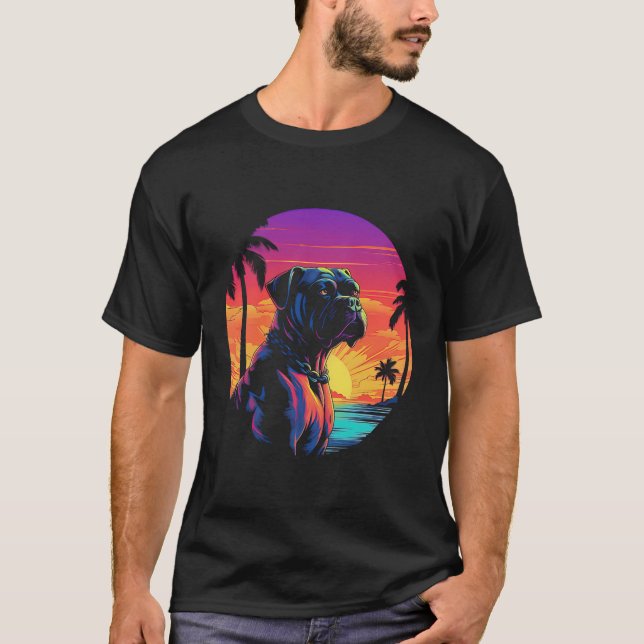 Boxer Hund Vintage Stil T Shirt (Framsida)