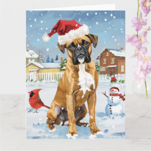 Boxer Hund Vinter Värld Julglädje Kort