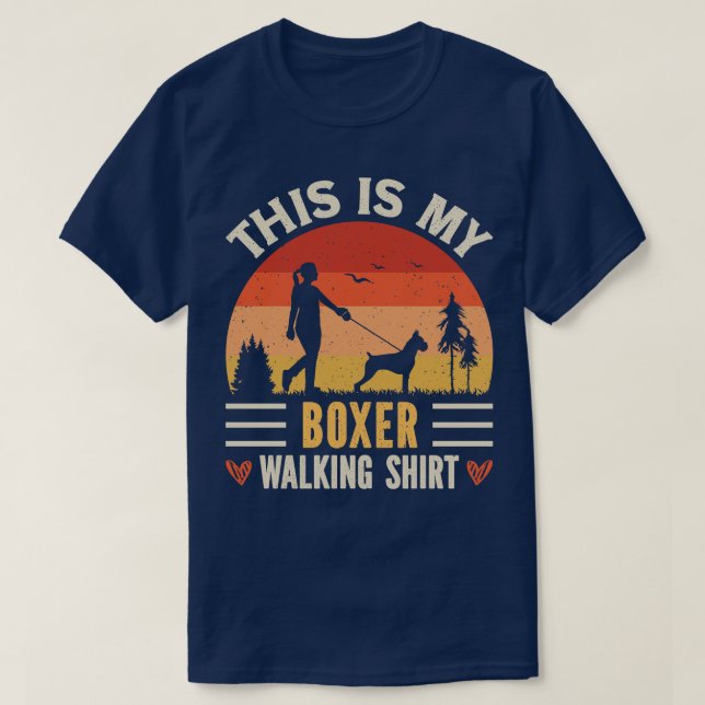 Boxer Hund Walking T Shirt (Design framsida)