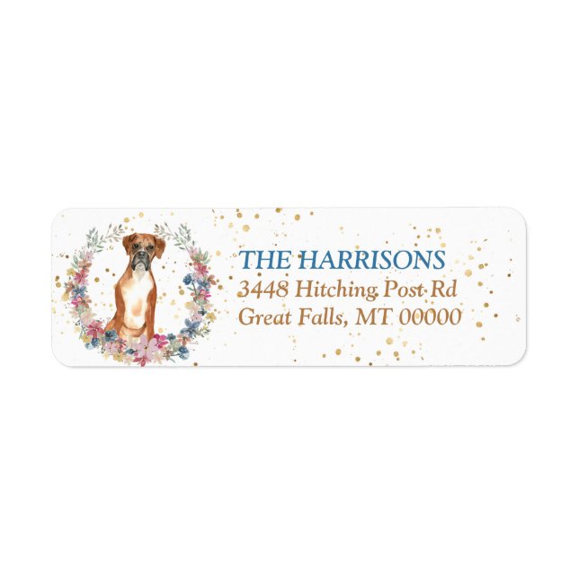 Boxer Hund Wandement Returadress Etikett (Framsidan)