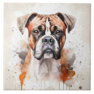 Boxer Hund Watercolor Pet Kakelplatta