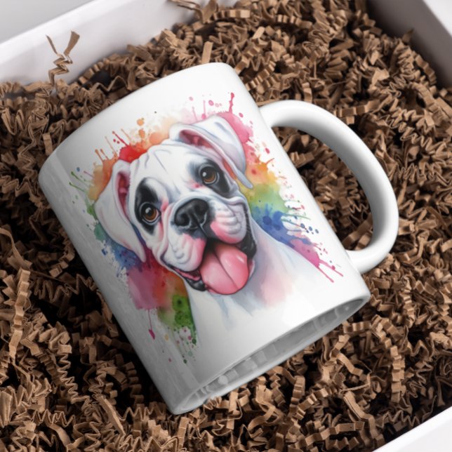 Boxer Hund Watercolor Stänk Kaffemugg (Skapare uppladdad)