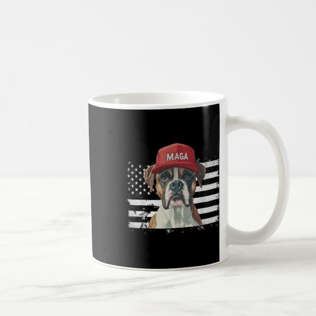 Boxer Hund Wearing Mega Hat American Flagga for Kaffemugg (Höger)