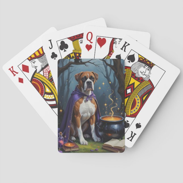 Boxer Hund Whimsical Halloween-målning Casinokort (Baksidan)