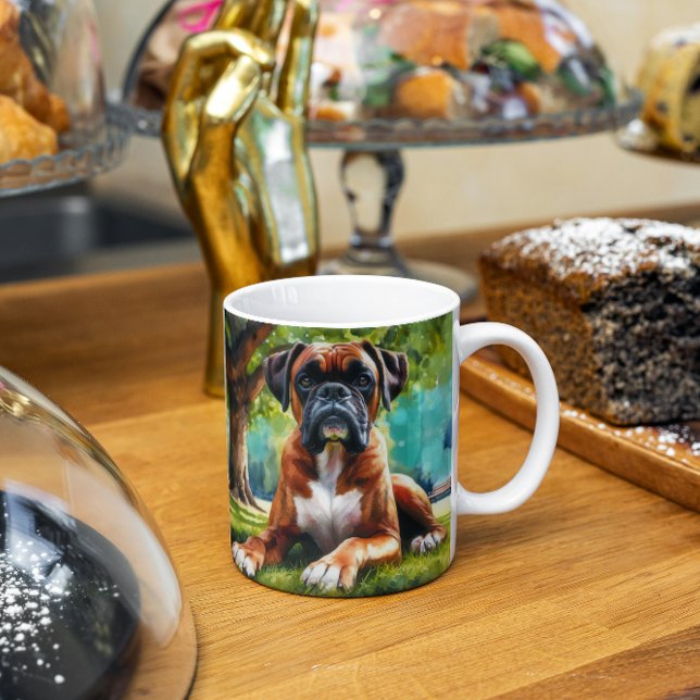 Boxer Hund 🐾 Wiggle Butts & Svan Wags Kaffemugg (Skapare uppladdad)