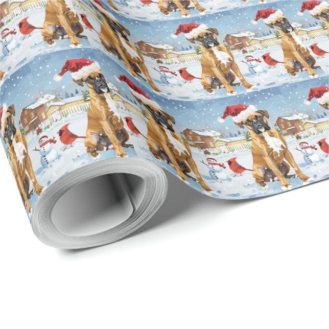 Boxer Hund Winter Wonderland jul Joy Presentpapper (Rulle Hörn)