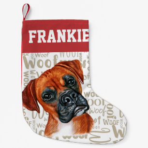 Boxer Hund Woof Print-julklapp Liten Julstrumpa