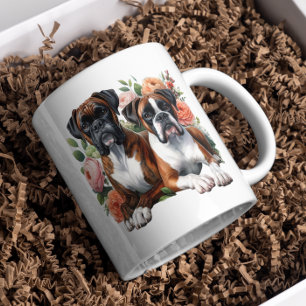 Boxer Hundar bland blommorna Kaffemugg