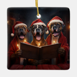 Boxer Hundar jul Caroling Festive Helgdag Julgransprydnad Keramik