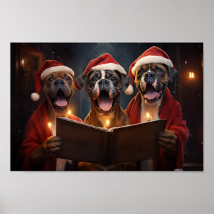 Boxer Hundar jul Caroling Festive Helgdag Poster