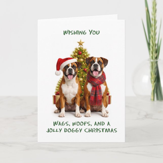 Boxer Hundar Jul Helgkort (Framsida)