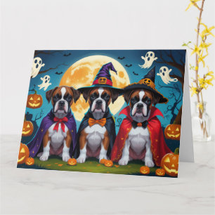 Boxer Hundar Pumpkin Halloween Funny Kort